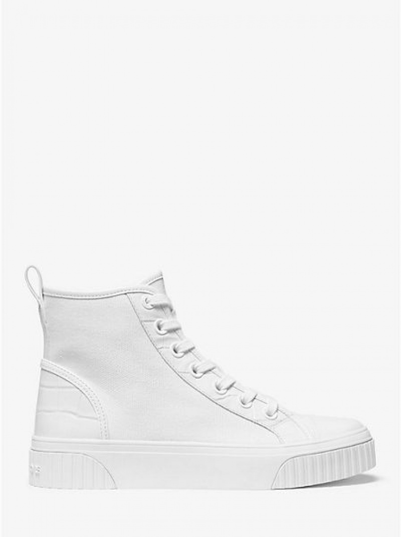 Michael Kors Gertie Kanvas High Top Sneakers Kadın Beyaz | 831065-IMJ