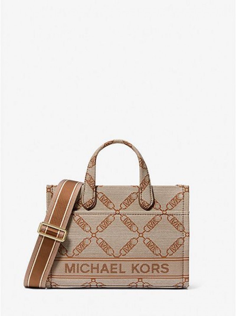 Michael Kors Gigi Small Empire Logo Jacquard Postacı Çantası Erkek Bej Rengi | 042589-BYC