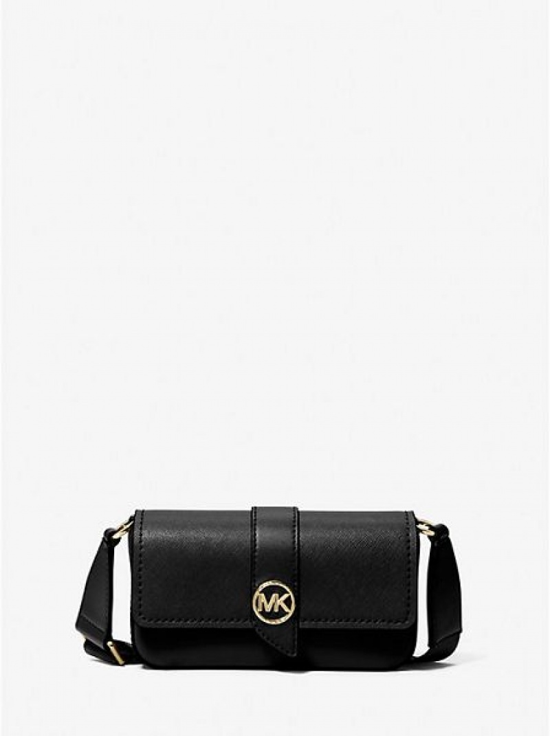 Michael Kors Greenwich Extra-small Saffiano Deri Askılı Çapraz Askılı Çanta Kadın Siyah | 584396-HJI