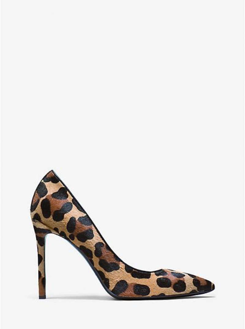 Michael Kors Gretel Leopard Calf Hair Stiletto Kadın Siyah Kahverengi | 831726-QKZ