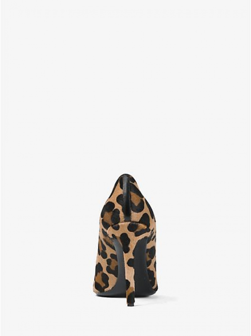 Michael Kors Gretel Leopard Calf Hair Stiletto Kadın Siyah Kahverengi | 831726-QKZ