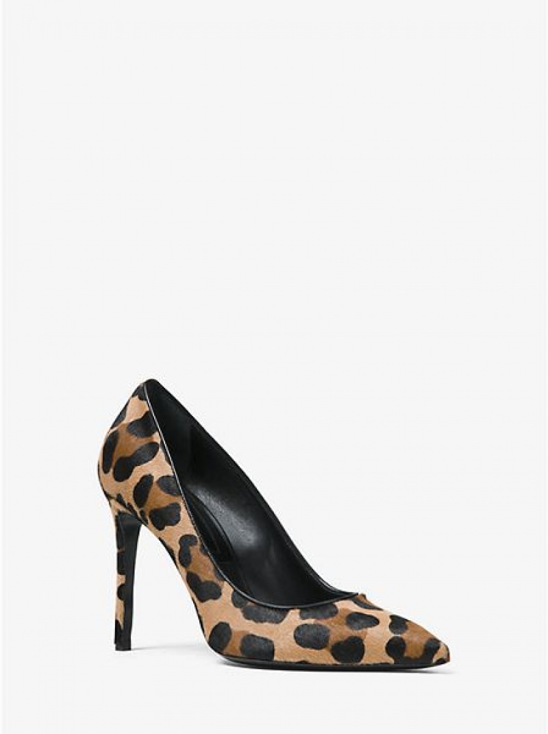 Michael Kors Gretel Leopard Calf Hair Stiletto Kadın Siyah Kahverengi | 831726-QKZ