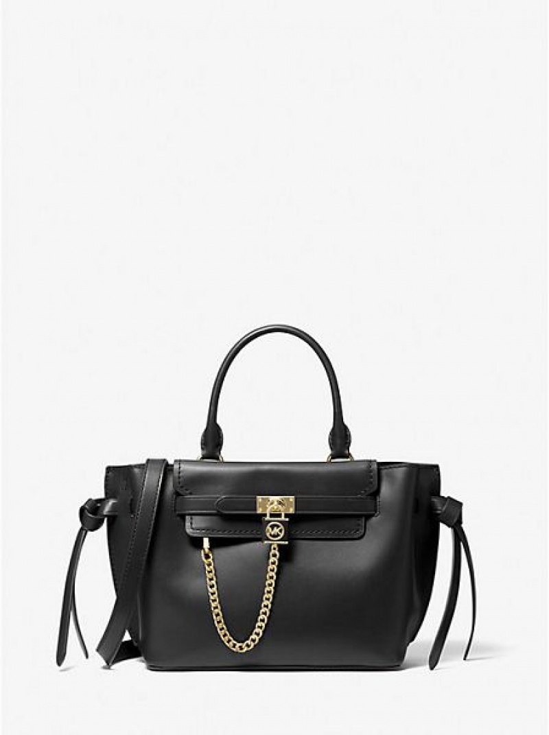 Michael Kors Hamilton Legacy Small Deri Belted Satchel Çanta Kadın Siyah | 630894-FAC