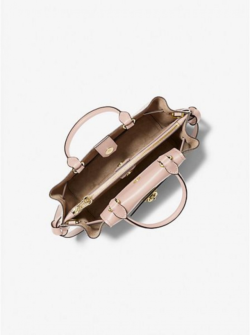 Michael Kors Hamilton Legacy Small Logo Belted Satchel Çanta Kadın Açık Sarı Pembe | 679102-IET