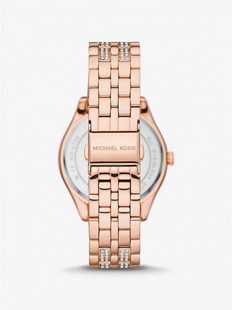 Michael Kors Harlowe Pave Saat Kadın Pembe Altın | 984260-PTR