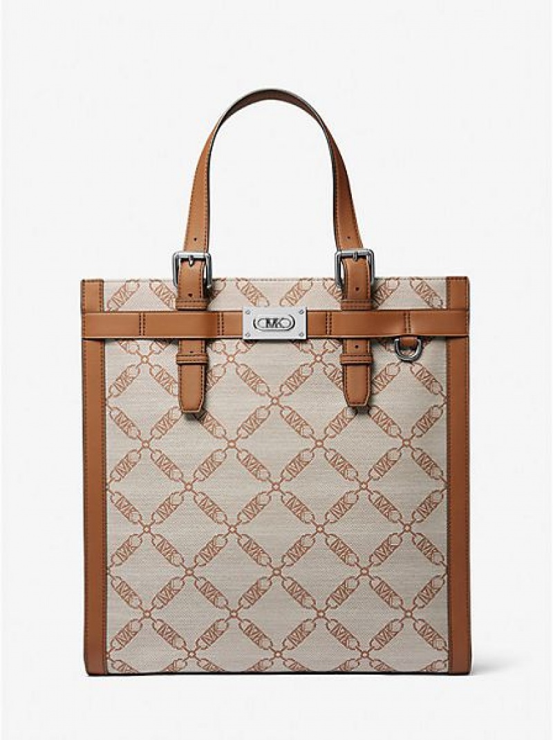 Michael Kors Hudson Empire Logo Jacquard Tote Çanta Kadın Kahverengi | 723681-FUO