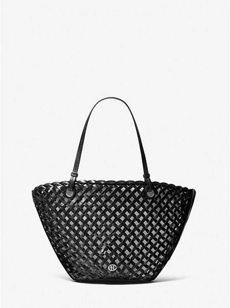 Michael Kors Isabella Medium Hand-woven Deri Tote Çanta Kadın Siyah | 738491-EGS