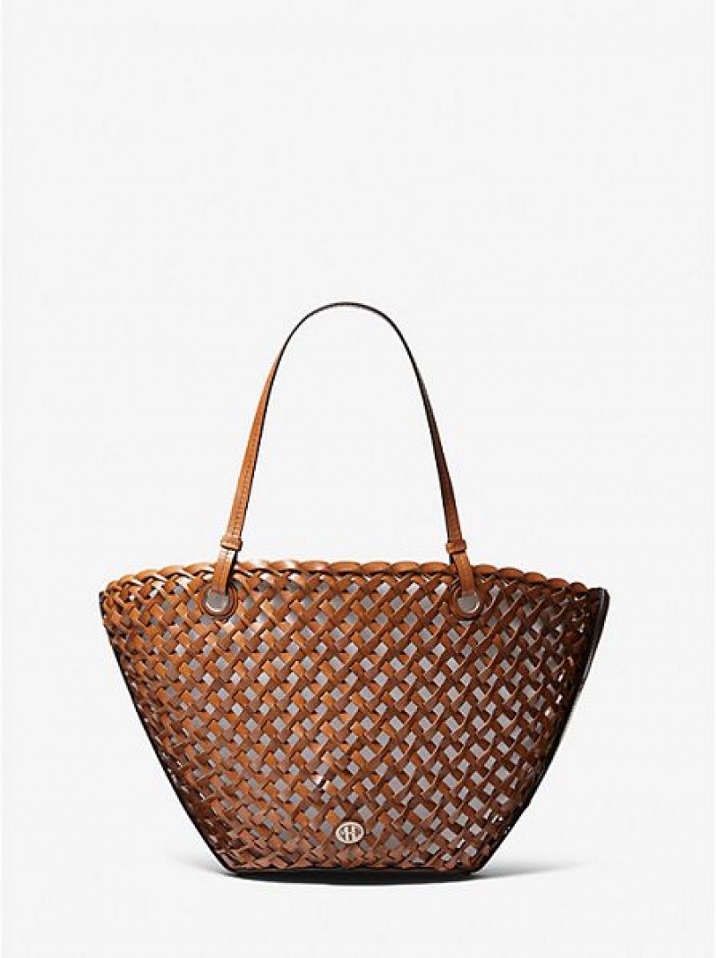 Michael Kors Isabella Medium Hand-woven Deri Tote Çanta Kadın Kahverengi | 876451-SJR