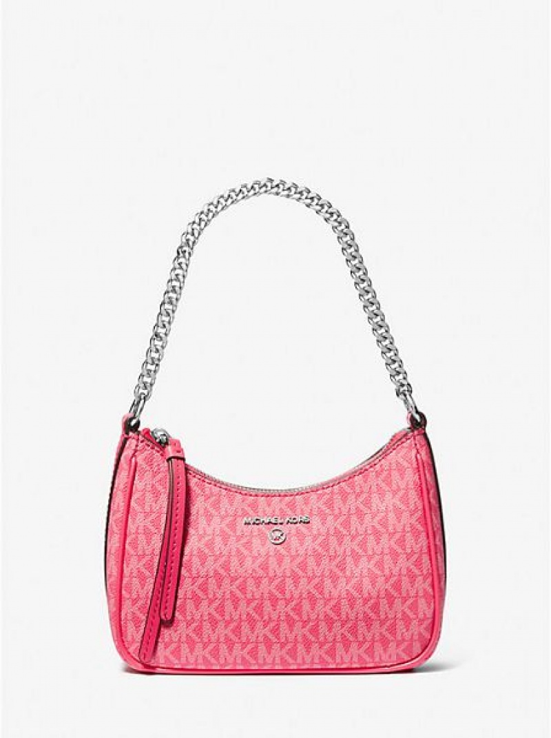 Michael Kors Jet Set Charm Small Logo Omuz Çantası Kadın Pembe | 342760-KRN