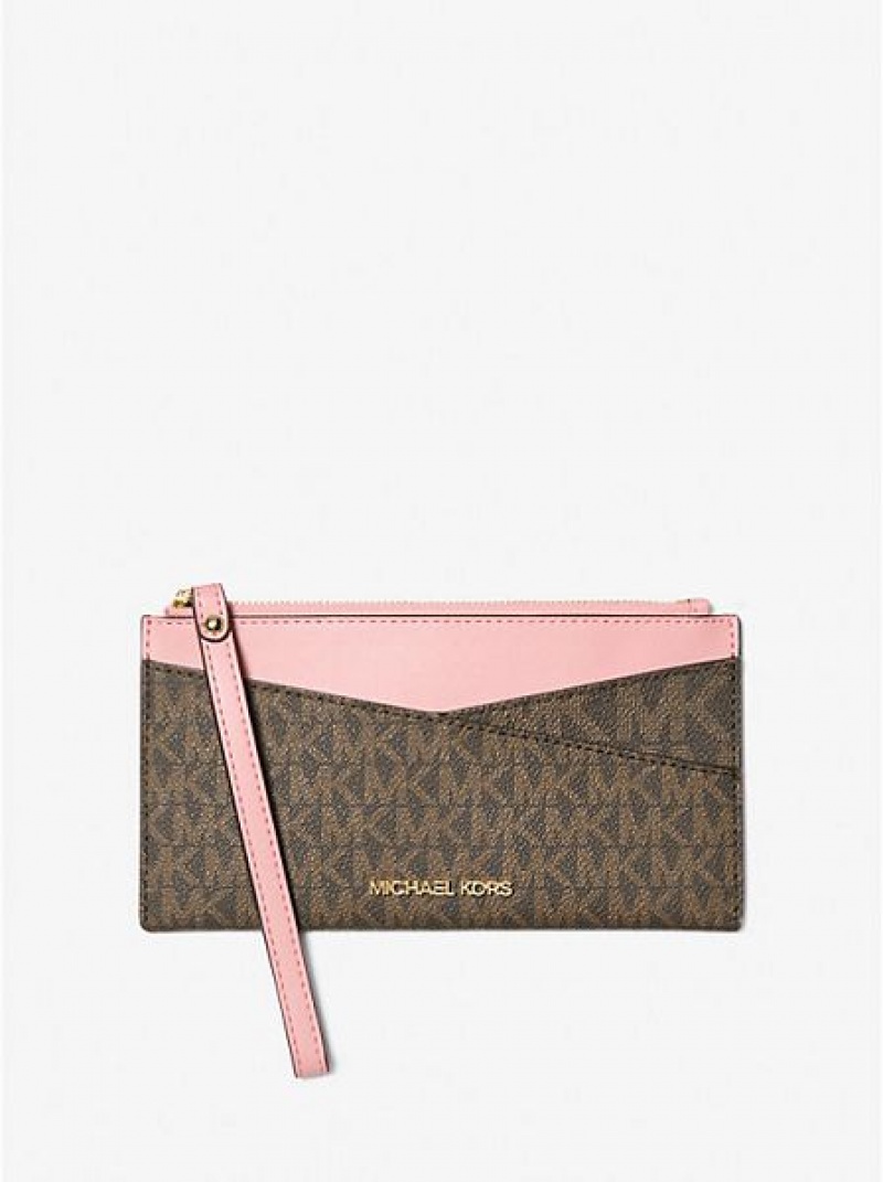 Michael Kors Jet Set Medium Logo Crossover Cüzdan Kadın Lacivert Pembe | 619780-WMZ