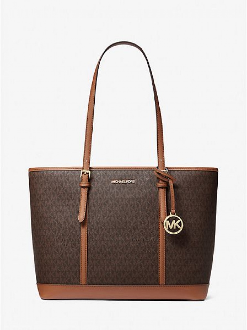 Michael Kors Jet Set Travel Large Logo Tote Çanta Kadın Kahverengi | 207539-WXP