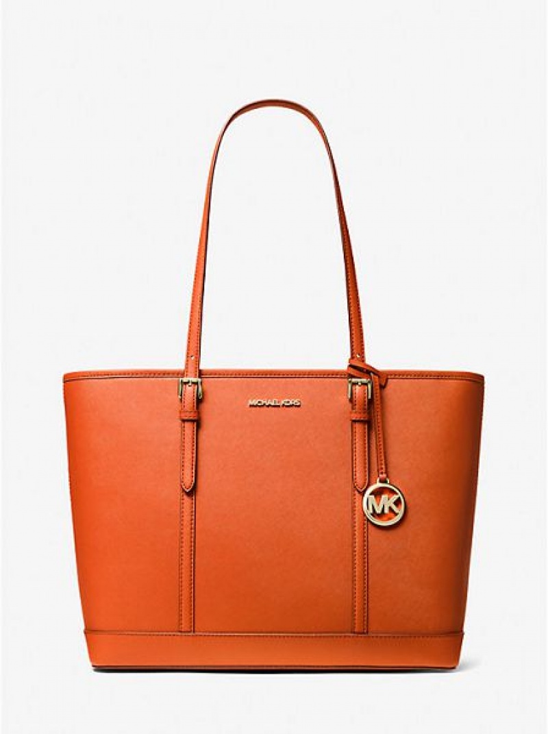 Michael Kors Jet Set Travel Large Saffiano Deri Tote Çanta Kadın Kırmızı | 361458-WLG