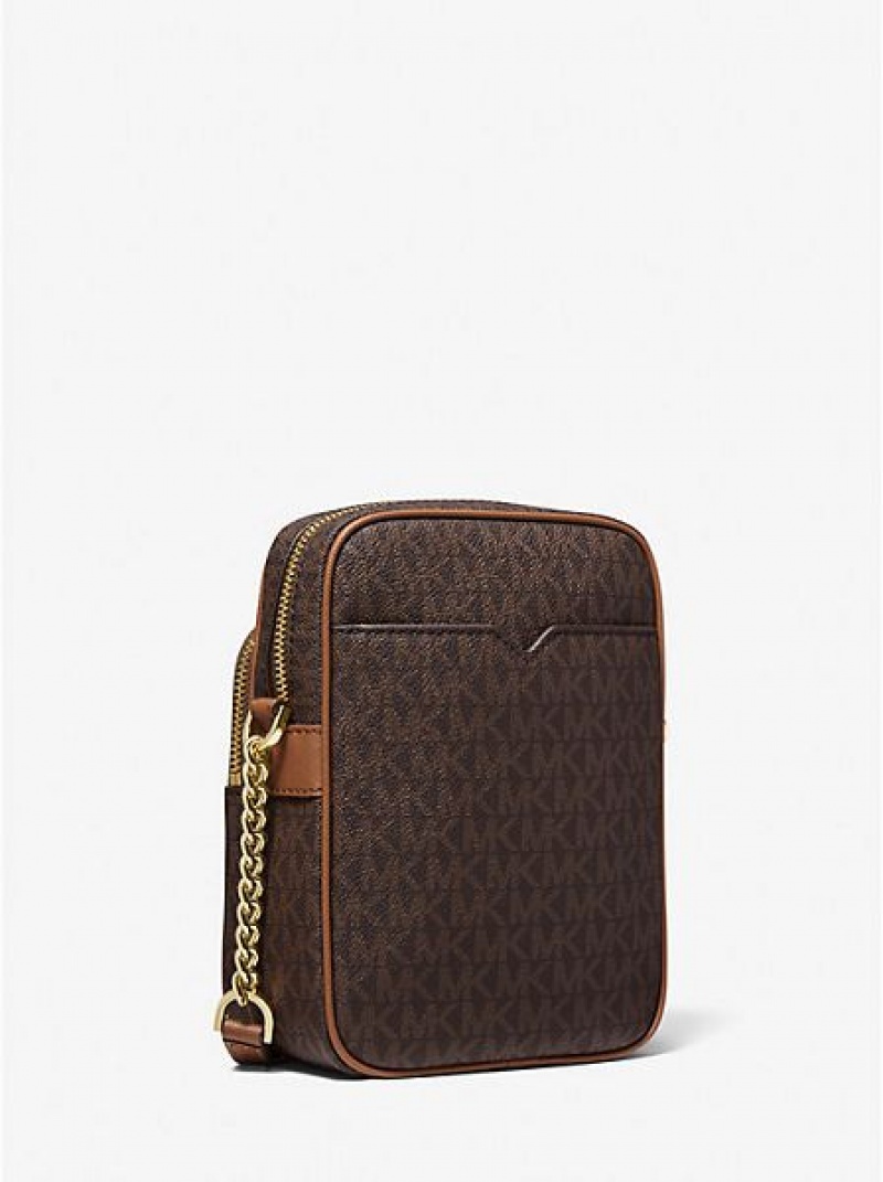 Michael Kors Jet Set Travel Medium Logo Çapraz Askılı Çanta Kadın Kahverengi | 745681-NCE