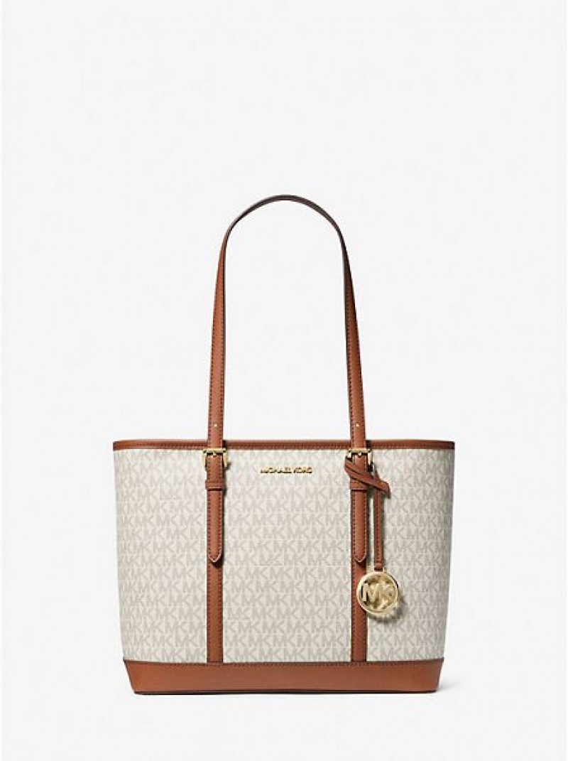 Michael Kors Jet Set Travel Small Logo Tote Çanta Kadın Açık Sarı | 628974-CSQ