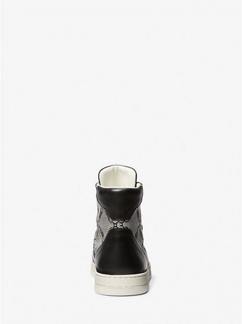 Michael Kors Keating Empire Logo Jacquard And Deri High Top Sneakers Erkek Siyah | 209361-MEX