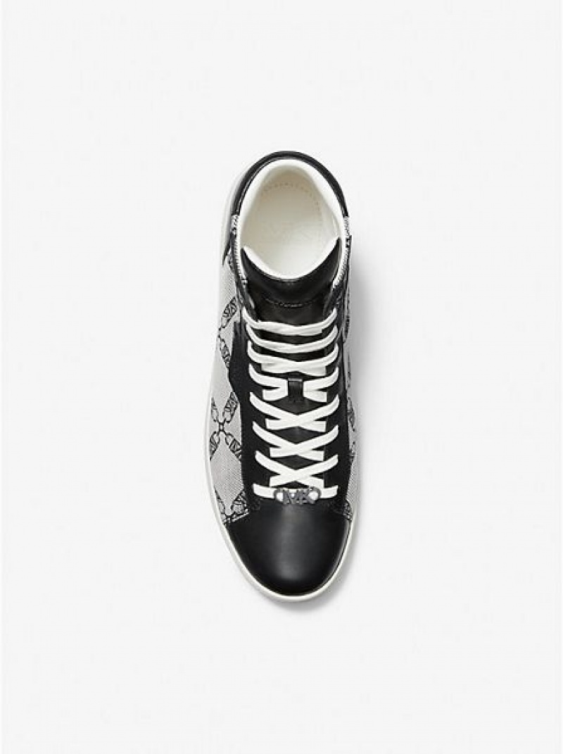 Michael Kors Keating Empire Logo Jacquard And Deri High Top Sneakers Erkek Siyah | 209361-MEX