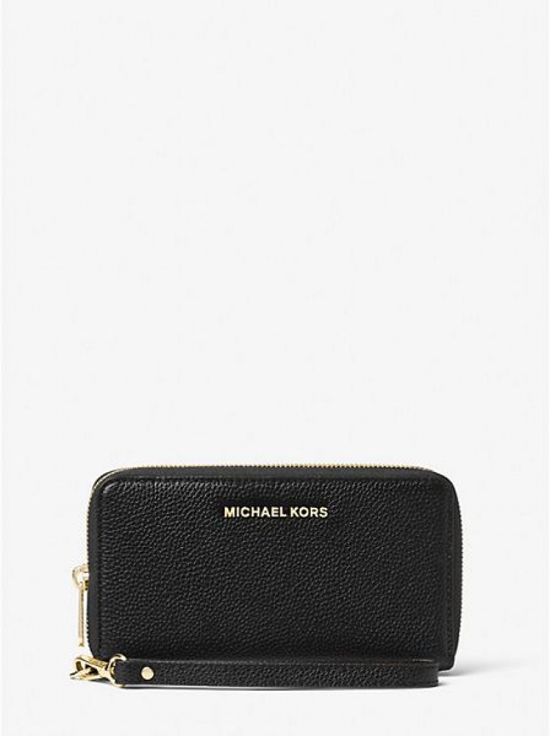 Michael Kors Large Pebbled Deri Smartphone Cüzdan Kadın Siyah | 960253-NIL