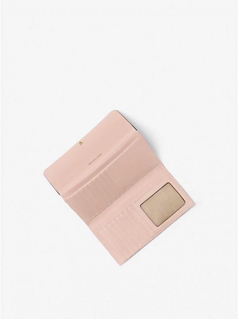 Michael Kors Large Pebbled Deri Tri-fold Cüzdan Kadın Pembe | 752084-HJG