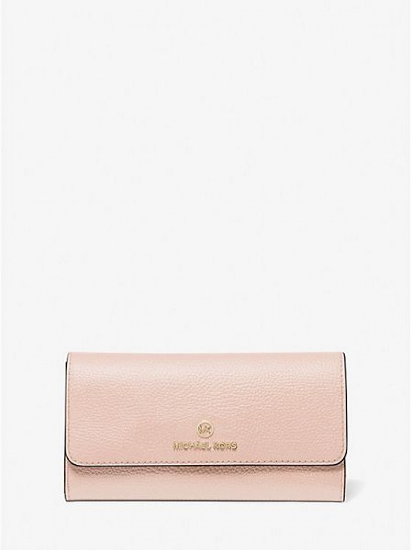 Michael Kors Large Pebbled Deri Tri-fold Cüzdan Kadın Pembe | 752084-HJG