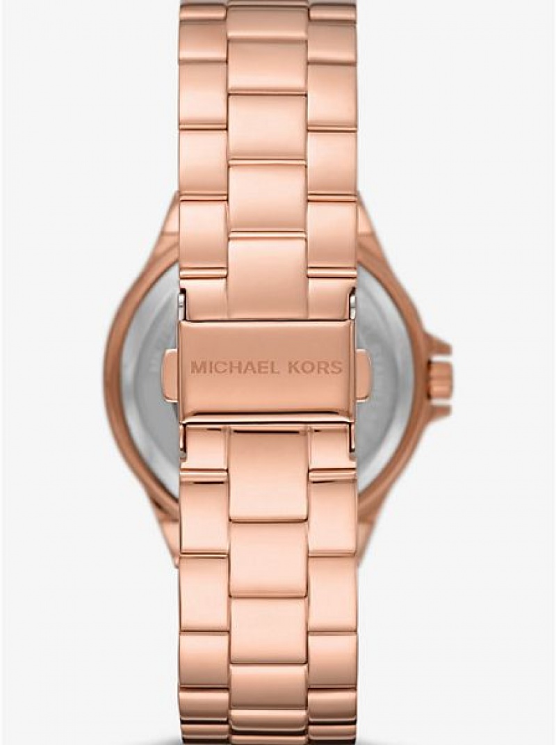 Michael Kors Lennox Pave Logo Saat Kadın Pembe Altın | 981436-TND