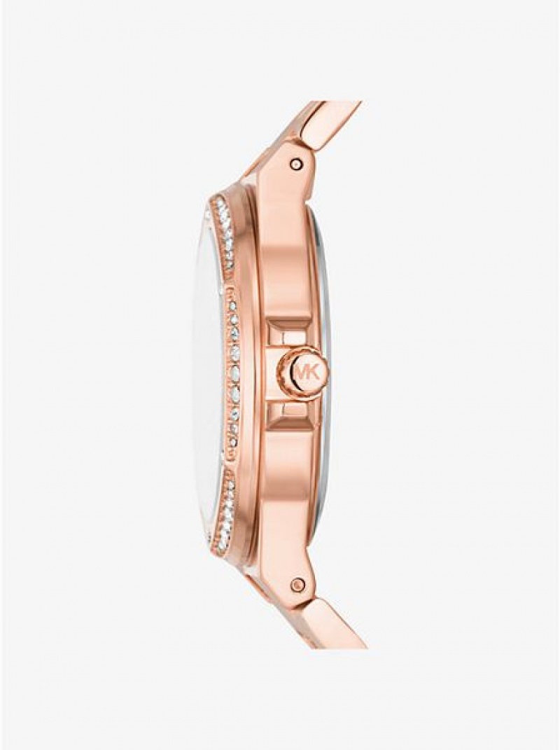 Michael Kors Lennox Pave Logo Saat Kadın Pembe Altın | 981436-TND