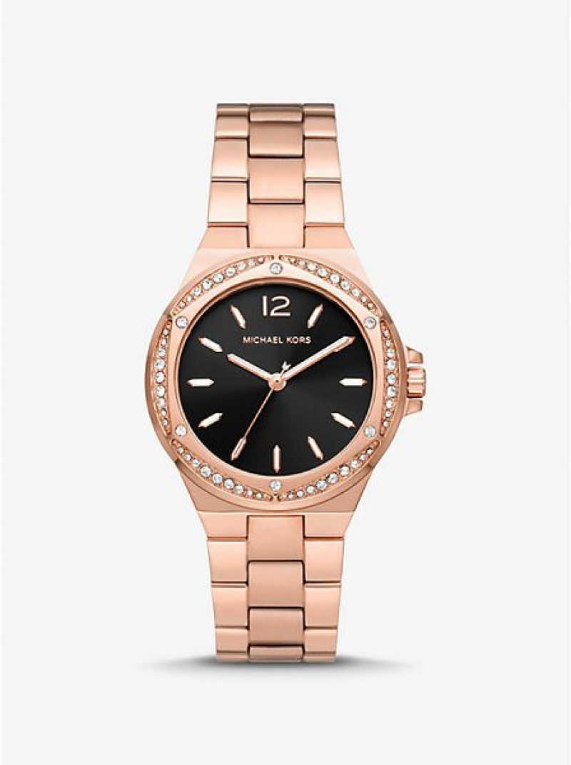 Michael Kors Lennox Pave Saat Kadın Pembe Altın | 271548-KTL