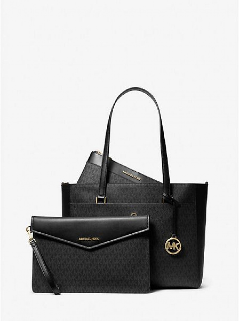 Michael Kors Maisie Large Logo 3-in-1 Tote Çanta Kadın Siyah | 160879-XQU