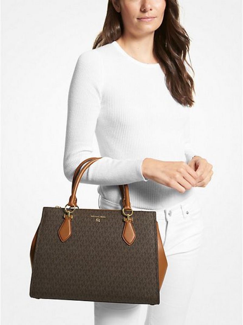 Michael Kors Marilyn Large Logo Satchel Çanta Kadın Kahverengi | 130569-QDW