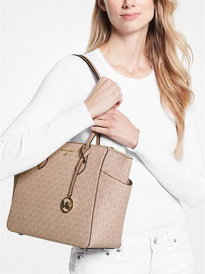 Michael Kors Marilyn Medium Logo Tote Çanta Kadın Kahverengi | 497238-OTV