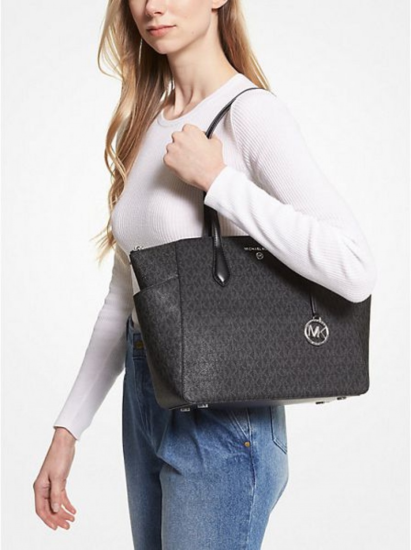 Michael Kors Marilyn Medium Logo Tote Çanta Kadın Siyah | 162893-SMH