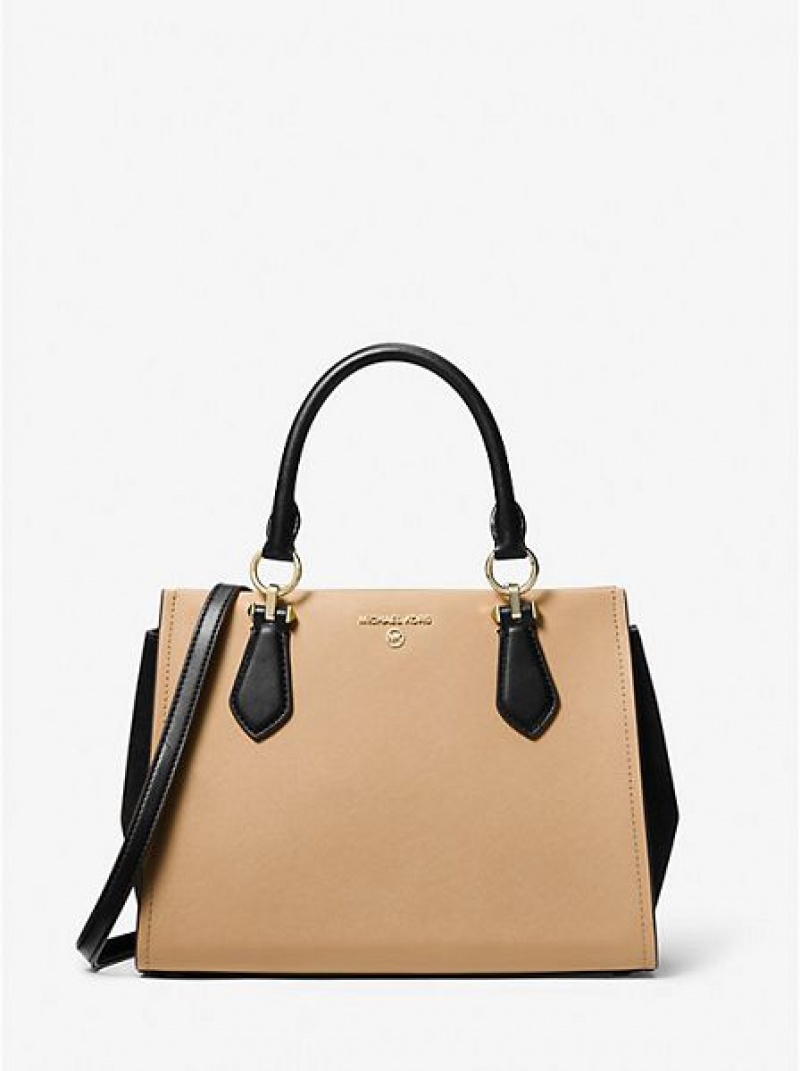 Michael Kors Marilyn Medium Two-tone Saffiano Deri Satchel Çanta Kadın Siyah Kahverengi | 316859-UJF