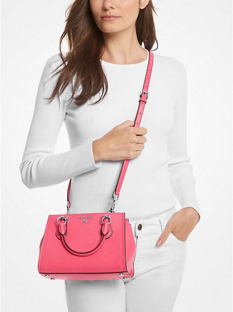 Michael Kors Marilyn Small Saffiano Deri Çapraz Askılı Çanta Kadın Pembe | 571038-NOT