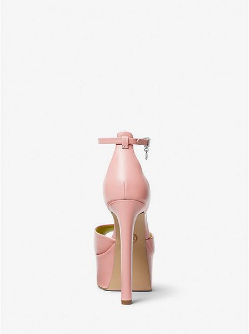 Michael Kors Martina Deri Peep-toe Platform Stiletto Kadın Pembe | 490652-KAQ