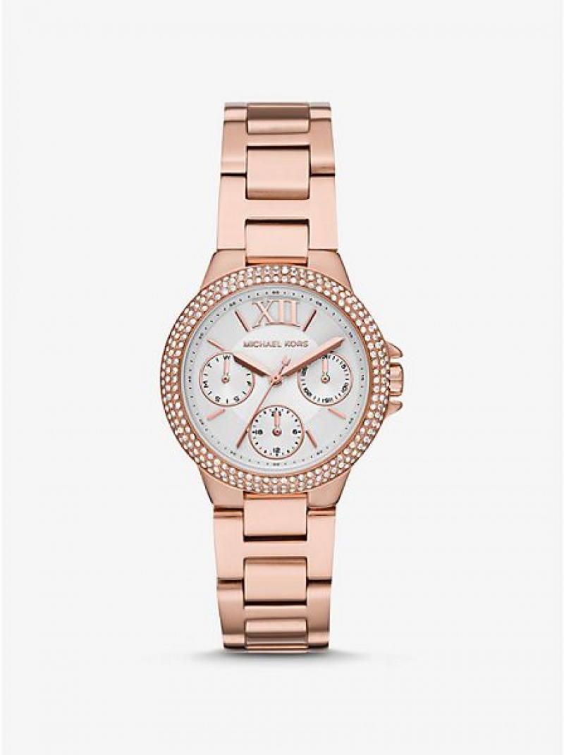 Michael Kors Mini Camille Pave Saat Kadın Pembe Altın | 297614-SCU