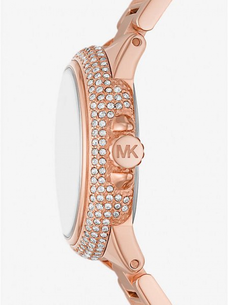 Michael Kors Mini Camille Pave Saat Kadın Pembe Altın | 945768-FYS