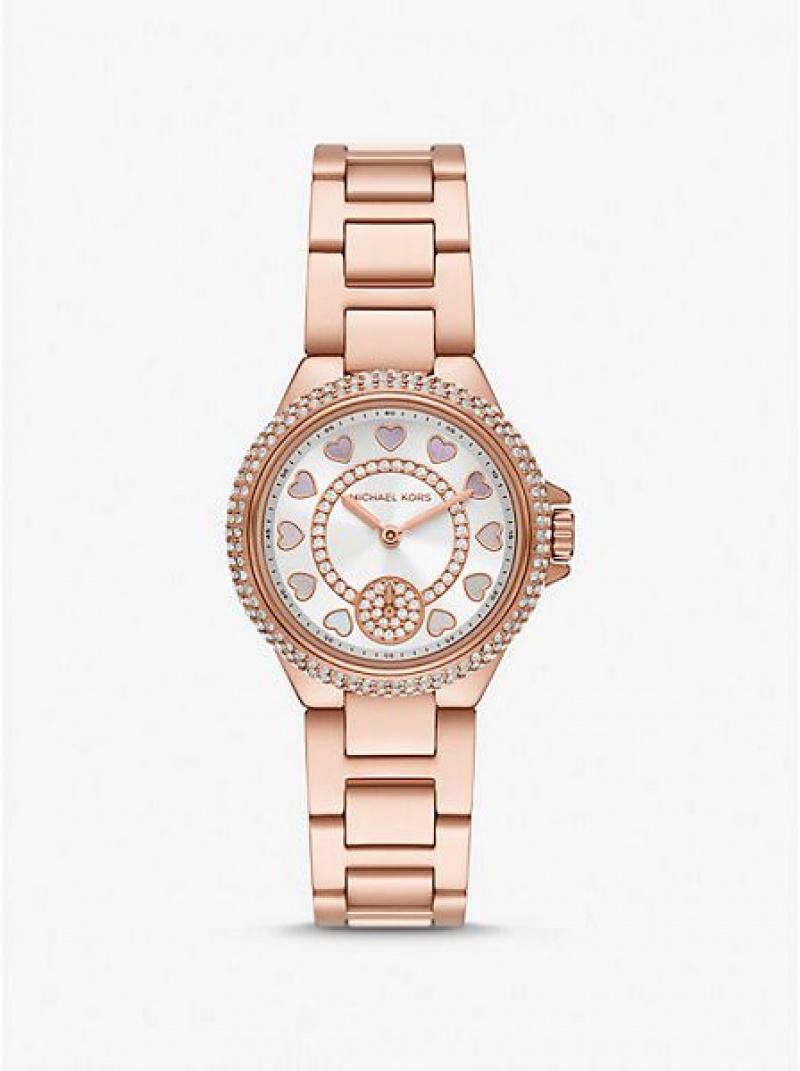 Michael Kors Mini Camille Pave Saat Kadın Pembe Altın | 945768-FYS