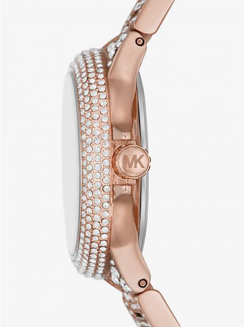 Michael Kors Mini Camille Pave Saat Kadın Pembe Altın | 128470-WPA