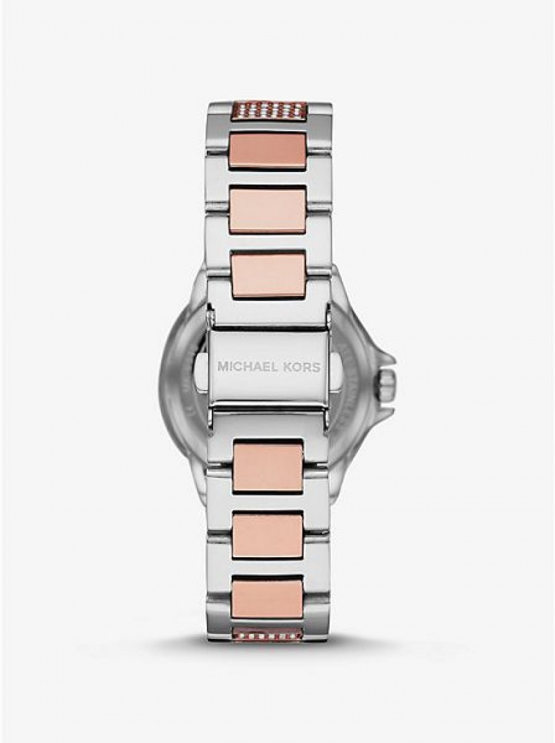 Michael Kors Mini Camille Pave Saat Kadın Gümüş Pembe | 086945-CWM