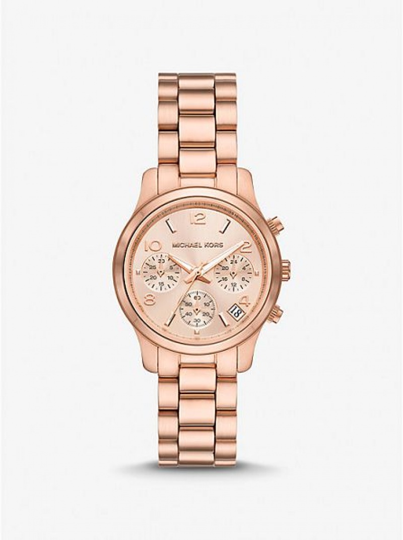 Michael Kors Mini Runway Saat Kadın Pembe Altın | 870314-OLW