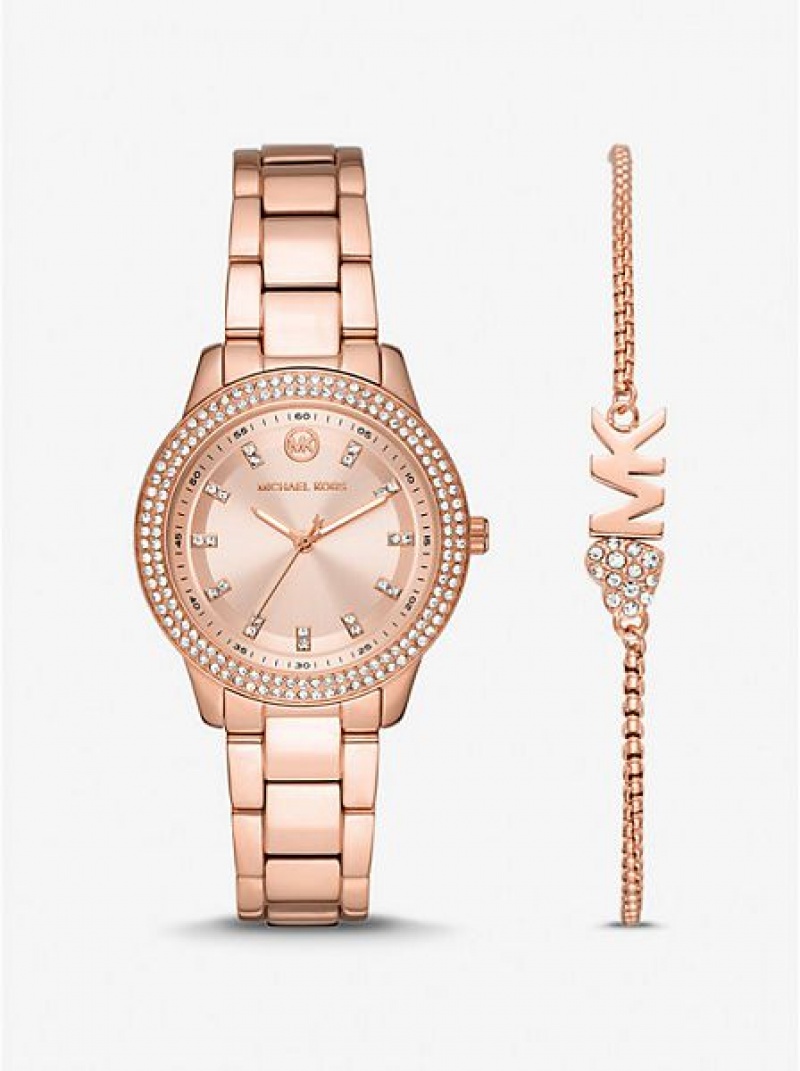 Michael Kors Mini Tibby Pave Saat Kadın Pembe Altın | 279064-AQN