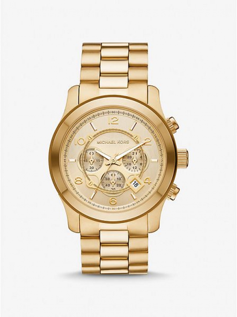 Michael Kors Oversized Runway Saat Kadın Altın | 671230-WOD