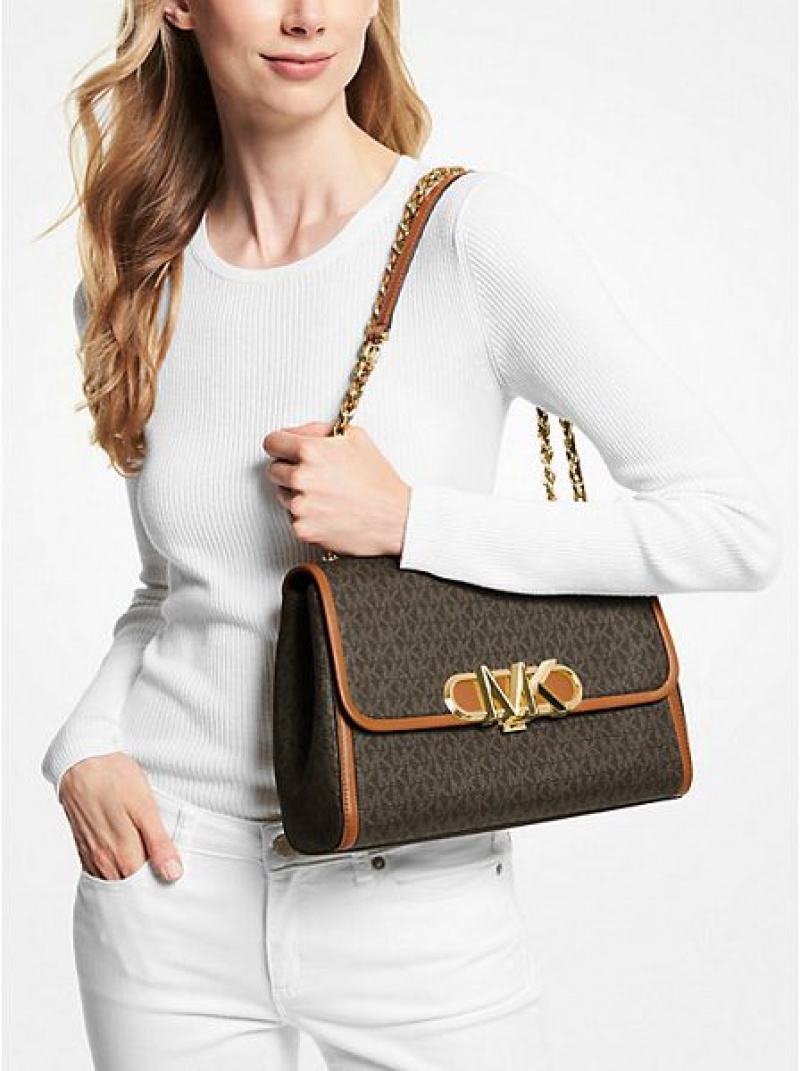 Michael Kors Parker Extra-large Logo Omuz Çantası Kadın Kahverengi | 293485-TYR