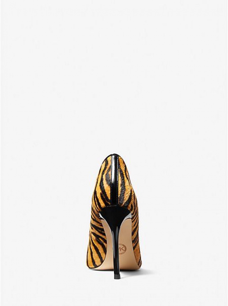 Michael Kors Parker Tiger Print Calf Hair And Deri Stiletto Kadın Sarı Siyah | 352984-FRP