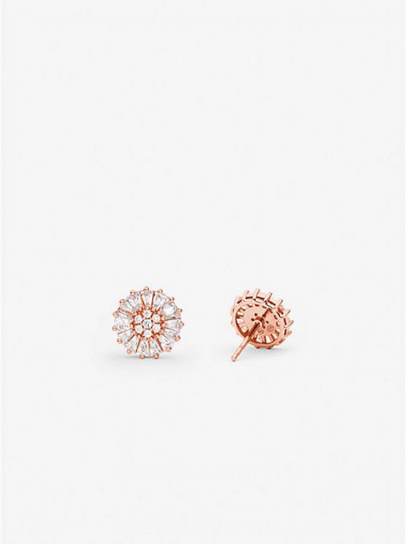 Michael Kors Precious Metal-plated Sterling Silver Pave Stud Küpe Kadın Pembe Altın | 729803-VEQ