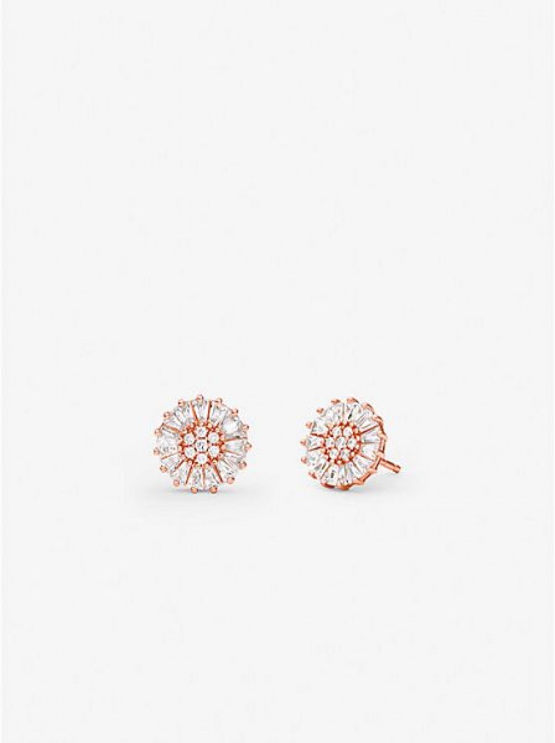 Michael Kors Precious Metal-plated Sterling Silver Pave Stud Küpe Kadın Pembe Altın | 729803-VEQ