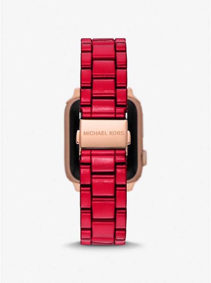 Michael Kors Red-coated Stainless Steel Askılı For Apple Saat Kadın Kırmızı | 865372-CJU