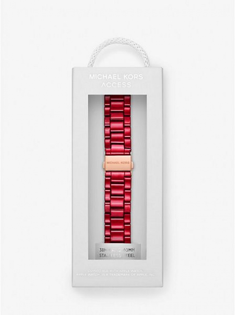 Michael Kors Red-coated Stainless Steel Askılı For Apple Saat Kadın Kırmızı | 865372-CJU