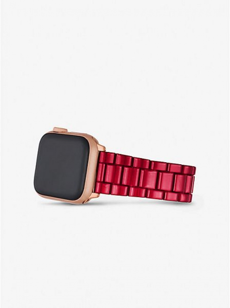 Michael Kors Red-coated Stainless Steel Askılı For Apple Saat Kadın Kırmızı | 865372-CJU