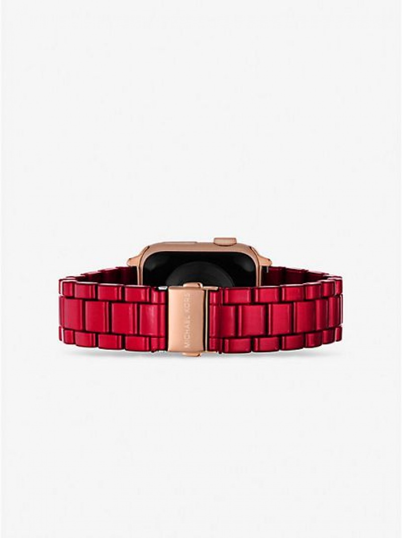 Michael Kors Red-coated Stainless Steel Askılı For Apple Saat Kadın Kırmızı | 865372-CJU