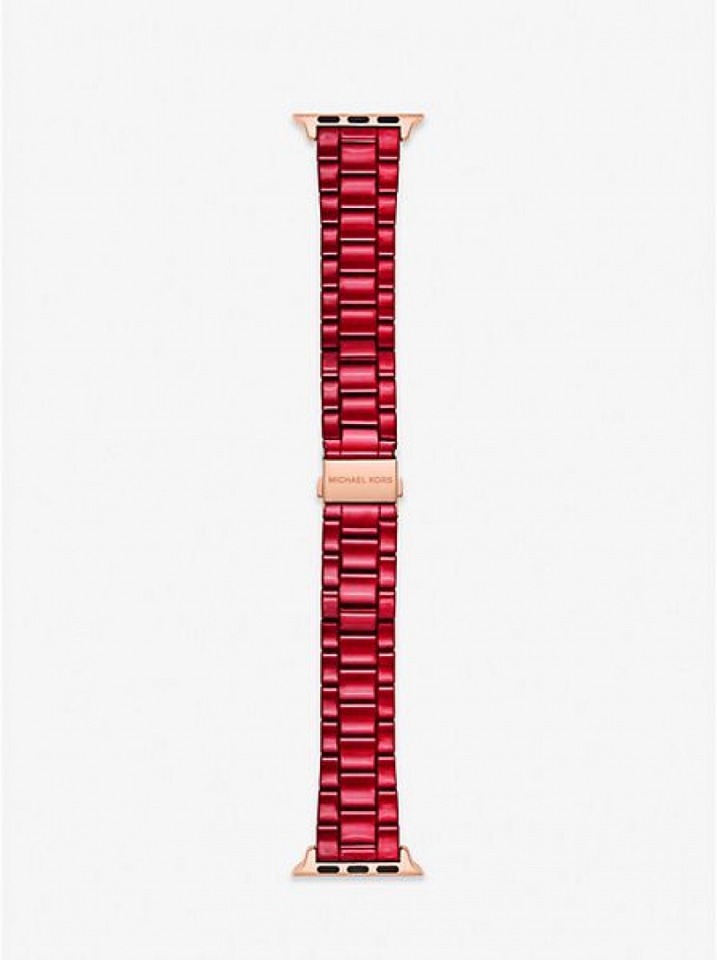 Michael Kors Red-coated Stainless Steel Askılı For Apple Saat Kadın Kırmızı | 865372-CJU